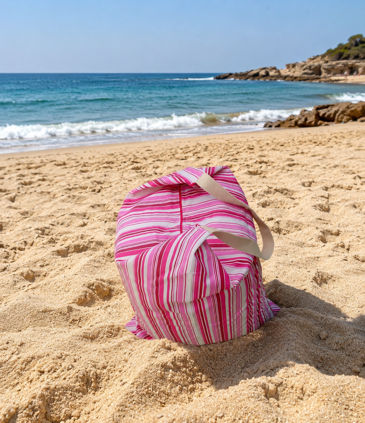 Puff de praia Pink Horizon da puffs.pt by Zezinha, feito à mão em Portugal
